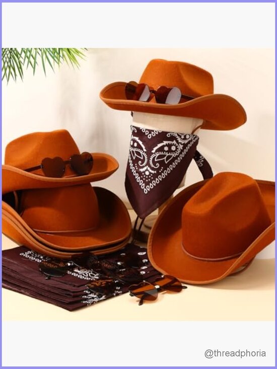 18 Pcs Cowboy Hat with Sunglasses and Bandanas Western Costume Set main image 5